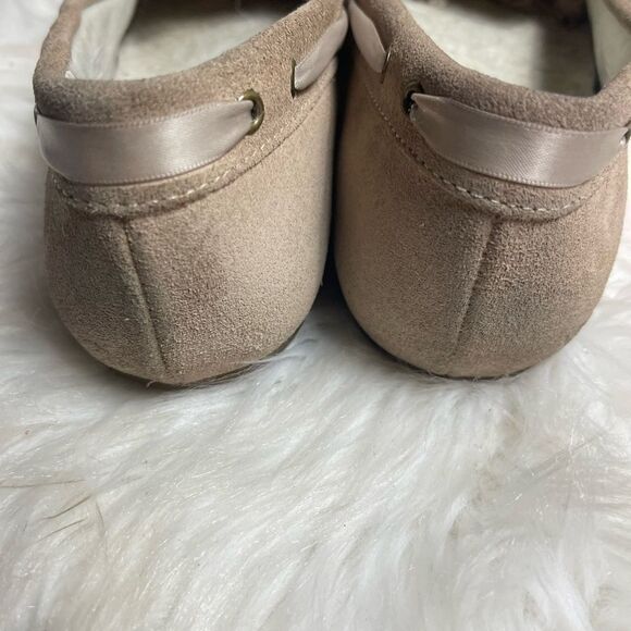 Vionic Alice  Nude Suede Leather Faux Shearling Satin Bow Loafer SZ9.5 - Picture 8 of 12
